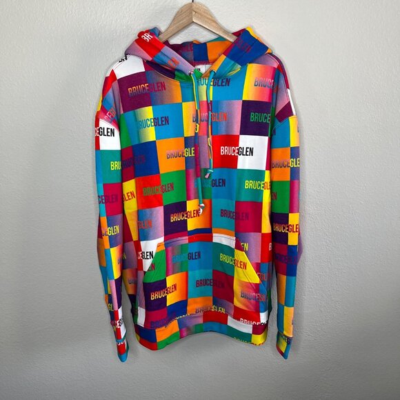 BruceGlen Happy Colorful Multicolor Logo Hoodie 2X Unisex - Picture 2 of 7